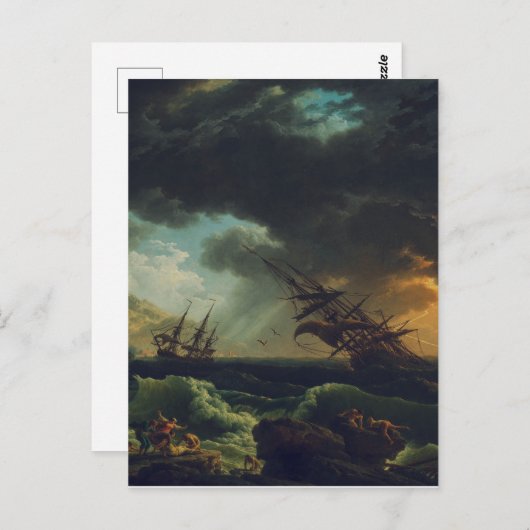 Carte Postale A Shipwreck in Stormy Seas by Claude-Joseph Vernet (Devant / Derrière)