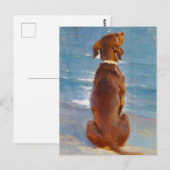 Carte Postale A sitting brown dog by P.S. Kroyer (Devant / Derrière)