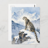 Carte Postale A Snow Leopard on a Snowy Mountain Peak (Devant / Derrière)