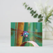 Carte Postale A teal Eyed Dragonfly with cattails (Debout devant)