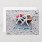 Carte postale à thème plage avec Starfish et ornem (Devant / Derrière)