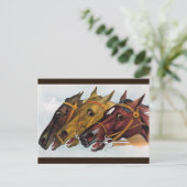 carte postale à trois chevaux (Debout devant)