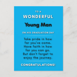 Carte Postale À un jeune homme merveilleux le jour de sa remise 