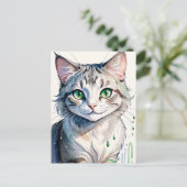 Carte Postale A Watercolor Cat Portrait (Debout devant)