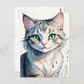 Carte Postale A Watercolor Cat Portrait (Devant / Derrière)