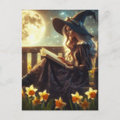 Carte Postale A Witch Reading Near the Daffodils Full Moon Night (Devant)