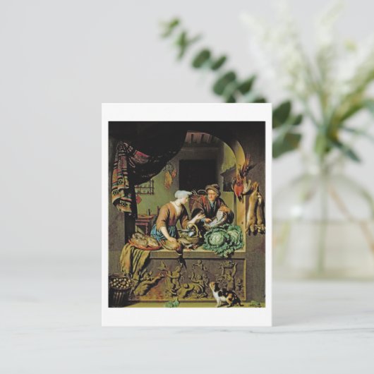 Carte Postale A Woman and a Fish Peddler, 1713 (oil panel) (Debout devant)