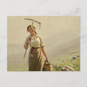 Carte Postale A young woman in the meadow by Hans Dahl