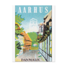 Aarhus Danmark Vintage Travel Poste