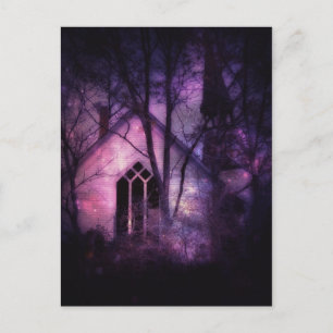 Carte Postale Abandon de l'église Purple Night Sky Art numérique
