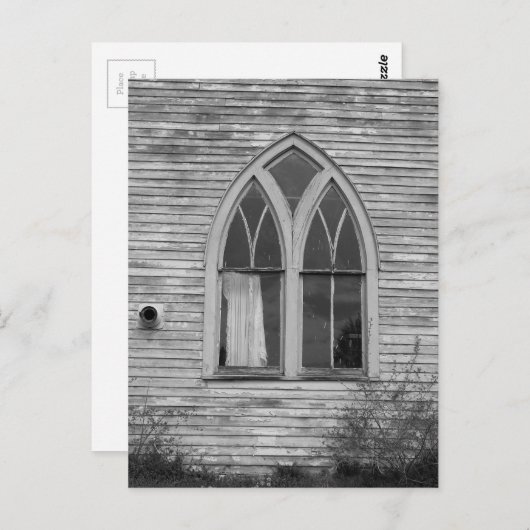 Carte Postale Abandoned Church Window Black and White (Devant / Derrière)