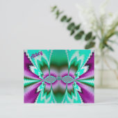 Carte Postale ABBEY ~ Motif de conception fractale 3D ~ Vert pou (Debout devant)