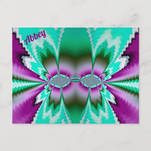 Carte Postale ABBEY ~ Motif de conception fractale 3D ~ Vert pou (Devant)