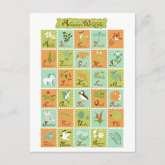 Carte postale ABC Alaska Wildlife (Devant)