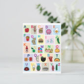 Carte Postale ABC Alphabet lettres d'apprentissage aliments heur (Debout devant)