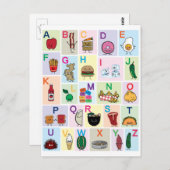 Carte Postale ABC Alphabet lettres d'apprentissage aliments heur (Devant / Derrière)