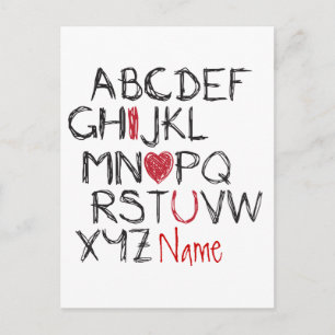 Carte Postale ABC I Heart You Personnalisé