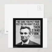 Carte Postale Abe Lincoln et citation "Tenez bon" (Devant / Derrière)