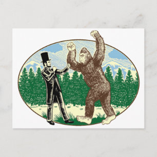 Carte Postale ABE LINCOLN : SASQUATCH HUNTER - Funny Bigfoot Log