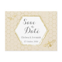 Abeille à miel Crème Or Motif Enregistrer la date