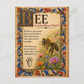 Carte Postale Abeille, Art du Bestiaire Médiéval (Devant)