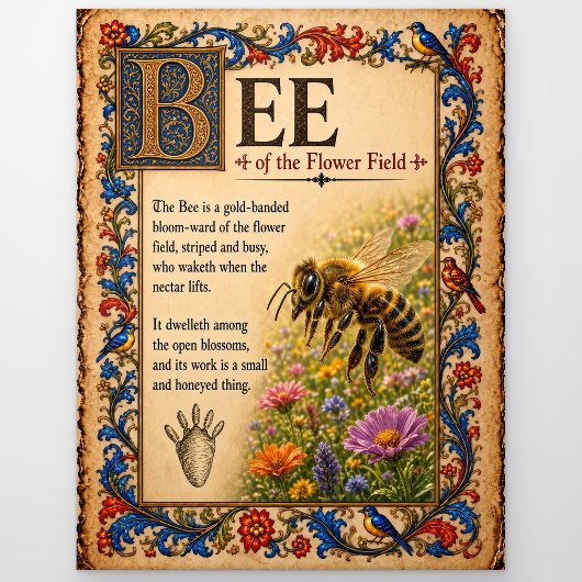 Carte Postale Abeille, Art du Bestiaire Médiéval