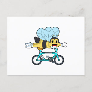 Carte Postale Abeille avec bicyclette