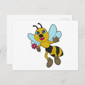 Carte Postale Abeille avec Fleur (Devant / Derrière)