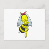 Carte Postale Abeille en mariée au Mariage avec Voile (Devant)