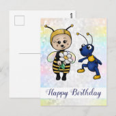 Carte Postale abeille et fourmi (Devant / Derrière)