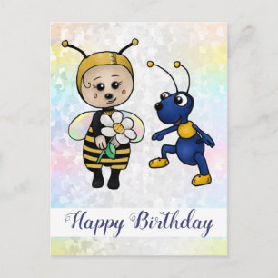 Carte Postale abeille et fourmi