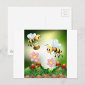 Carte Postale Abeille et miel (Devant / Derrière)