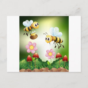 Carte Postale Abeille et miel