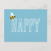 Carte Postale Abeille Heureuse Bleu Aqua  (Devant)