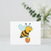 Carte Postale Abeille Heureuse et Pot de Miel (Debout devant)