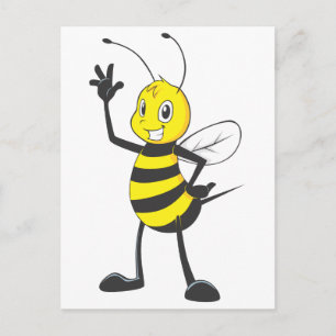 Carte Postale Abeille Jaune Mignonne Bonjour