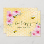 Carte Postale Abeille joyeuse bumble été abeilles rose fleurs sa (Devant / Derrière)