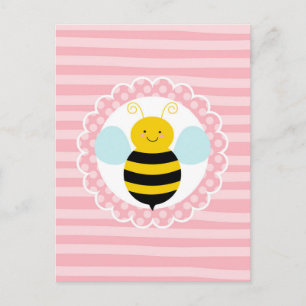 Carte Postale Abeille mignonne - Jaune rose
