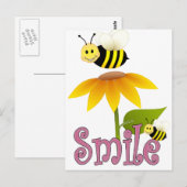Carte Postale Abeille souriante (Devant / Derrière)