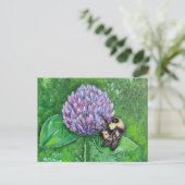 Carte Postale Abeille sur la peinture du trèfle pourpre (Debout devant)