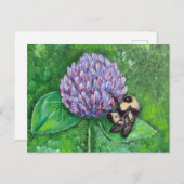 Carte Postale Abeille sur la peinture du trèfle pourpre (Devant / Derrière)