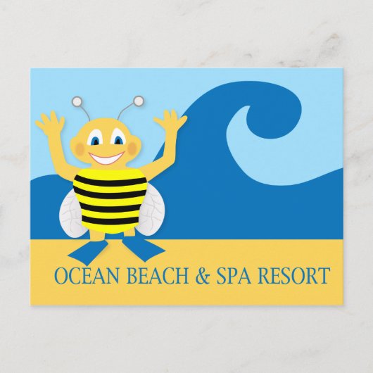 Carte Postale Abeille sur la plage (Devant)