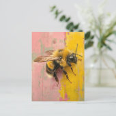 Carte Postale Abeille sur rose et jaune (Debout devant)