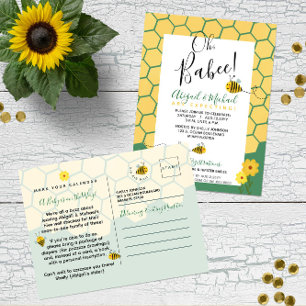 Carte Postale Abeille verte Bumble 🐝 Baby shower budgétaire