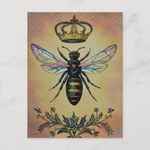 Carte Postale Abeille vintage no 3 Aquarelle de la Couronne Quee