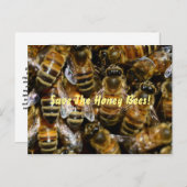 Carte Postale Abeilles à Miel Dans la Ruche (Devant / Derrière)