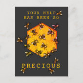 Carte Postale Abeilles à Miel Remerciement Personnalisable Moder (Devant)