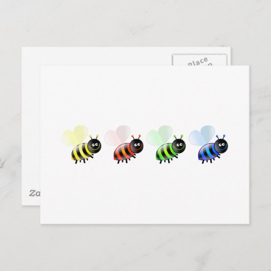 Carte Postale Abeilles colorées (Devant / Derrière)