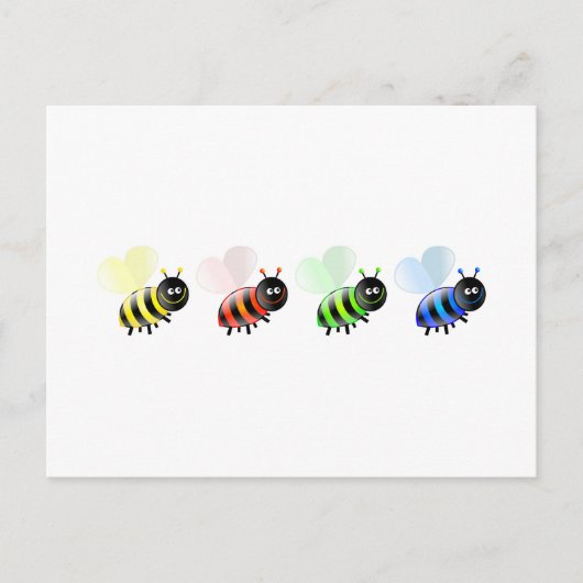 Carte Postale Abeilles colorées (Devant)