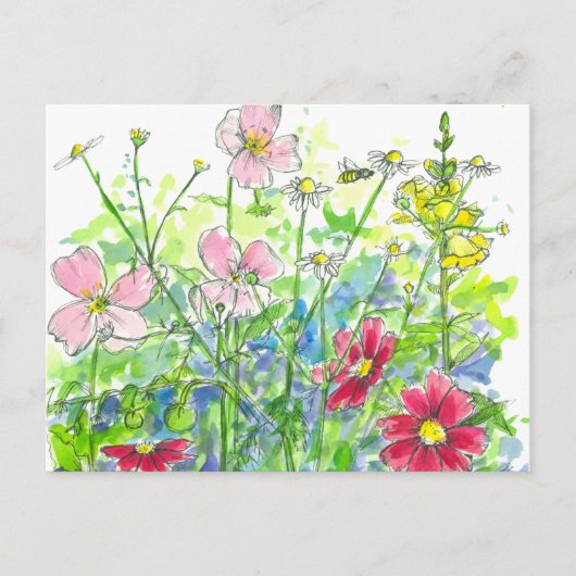 Carte Postale Abeilles de miel Primrose Jardin Fleur sauvage (Devant)
